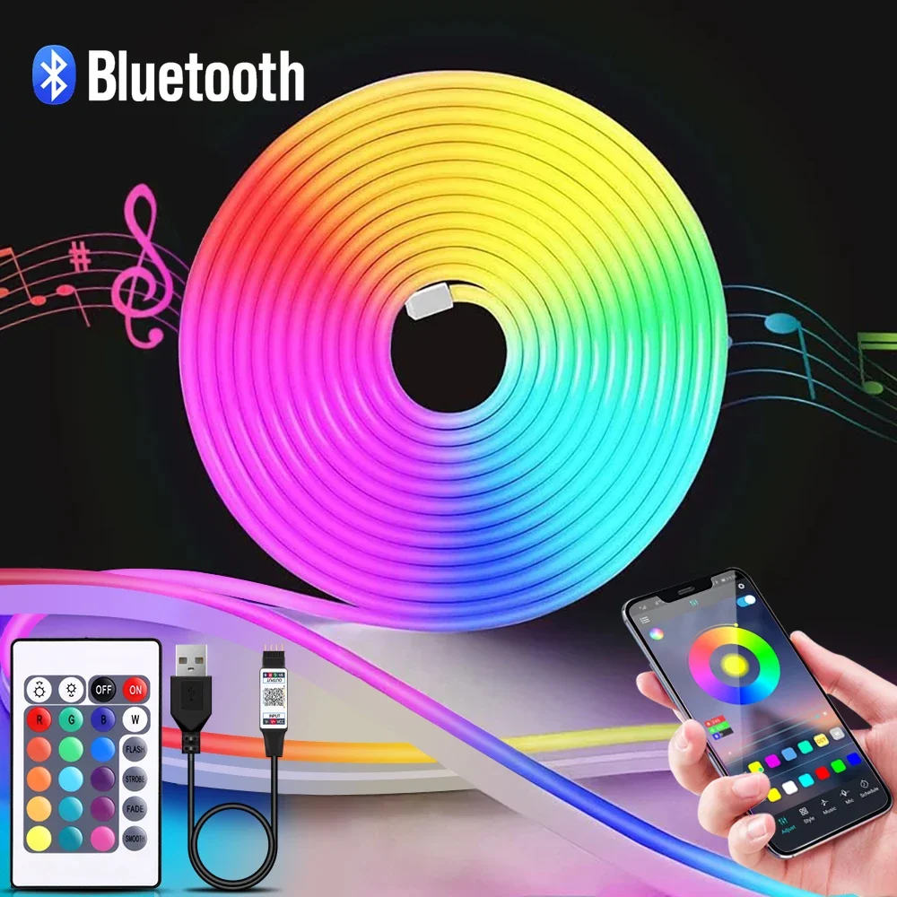 Lighting Decoration Ideas - Bande lumineuse LED néon RGB, 1-5m,