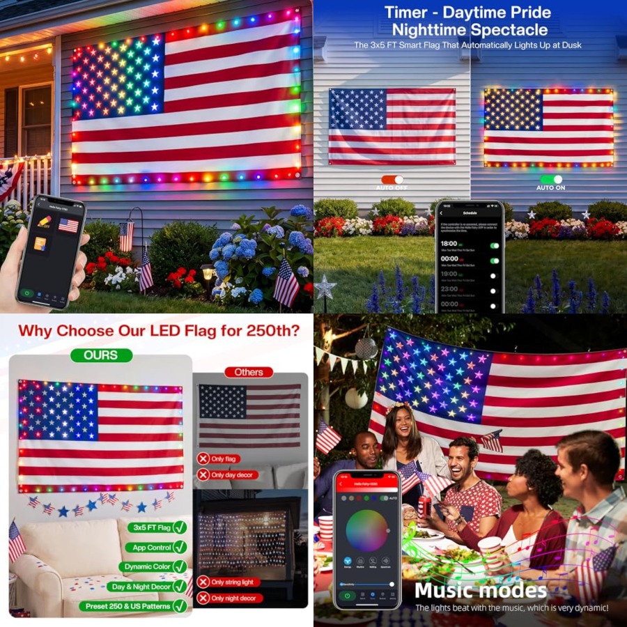 Drapeau américain lumineux int - Up Lighting Decor avis et prix