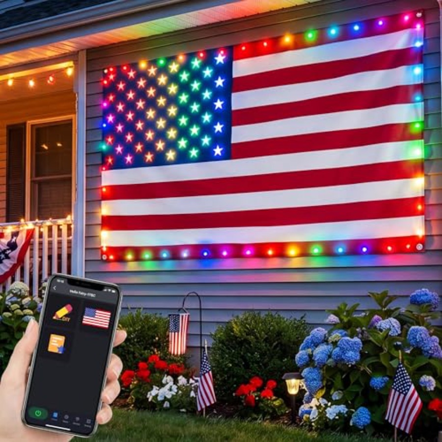 Drapeau américain lumineux int - Up Lighting Decor avis et prix